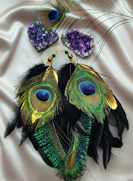 Kolczyki z piór Peacock's Eye